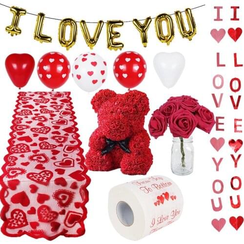 Valentines Day gift love Balloons Heart Baloon Hanging Rose Bear Gift for Engagement Wedding Decoration Valentines Day Decor