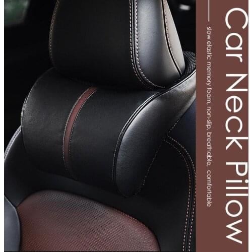 VODOOL PU Leather Car Neck Pillow Memory Foam Head Neck Rest Seat Headrest Support Pillow Cushion Pad Auto Interior Car Styling