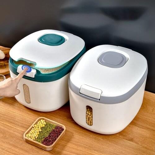 HOT-Large-Capacity Rice Bucket Sealed Grain Storage Box Semi-Automatic Flip-Top Type Moisture-Proof, Insect-Proof
