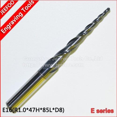 R1.0*47H*D8*85L*2F Tapered Ball Nose End Mills / taper and cone endmills E Series