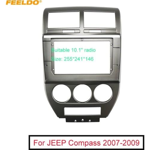 FEELDO Car Audio 10.1" Big Screen DVD Fascia Frame Adapter For JEEP Compass 07-09 2Din Dash Installation Panel Frame Kit