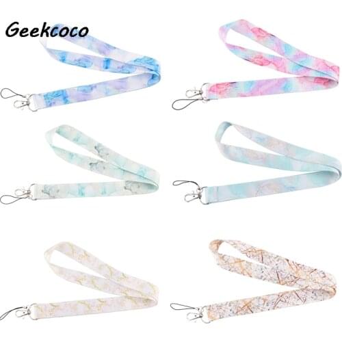 J2603 Watercolor Marble texture Phone Lanyard Keychain Lanyards for keys Badge ID Fashion Neck Straps Accessories Gifts