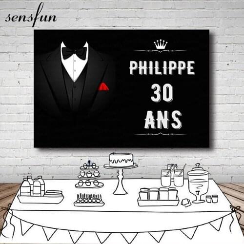 Sensfun Black Suits Gentleman Backdrops For Photo Studio Mans 30th 40th 50th Birthday Party Photography Backgrounds Custom