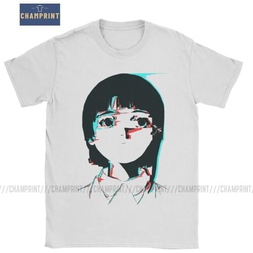 Serial Experiments Lain 3D Glitch T-Shirts Men Girl Sci Fi Internet Anime Cotton Tees Short Sleeve T Shirts Plus Size Clothing