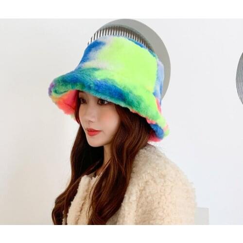 Fur Thick Warm Bucket Hats Women Faux Fur Autumn Winter Cap Fashion Soft Velvet Fisherman Hat Ladies Outdoor Furly Hat Panama