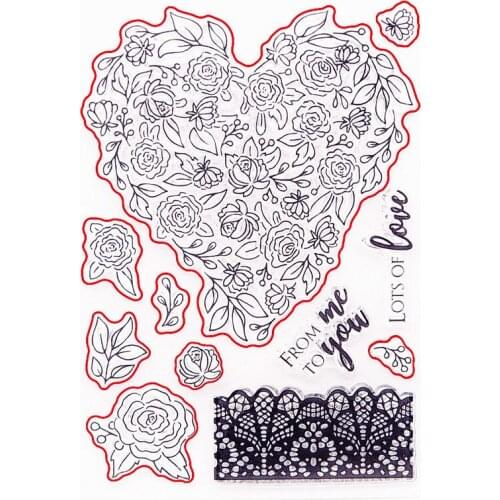 10.5x15cm Heart Blossom Transparent Seal Clear Stamps Cutting Dies Roller Stamps DIY Scrapbook Album / Card Production