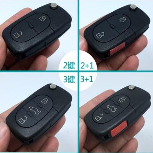DAKATU Folding Flip Remote Key Shell 2/2+1/3/3+1 BTN Uncut Key Blanks for Audi A2 A3 A4 A6 A8 TT CR2032 Big/SmalL battery loca