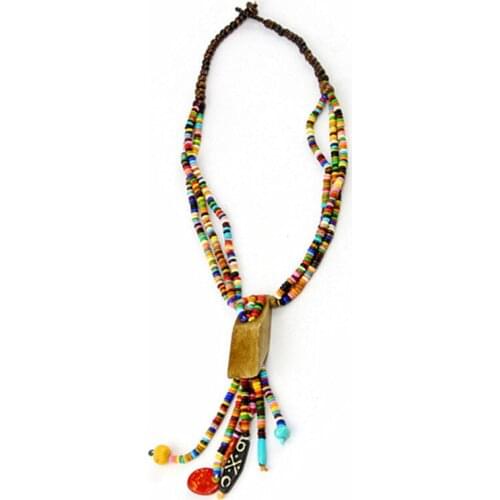 TNL162 Tibetan colorful Rainbow Yak bone beaded necklace,multi strands statement,ethnic fashion Bohemian necklace
