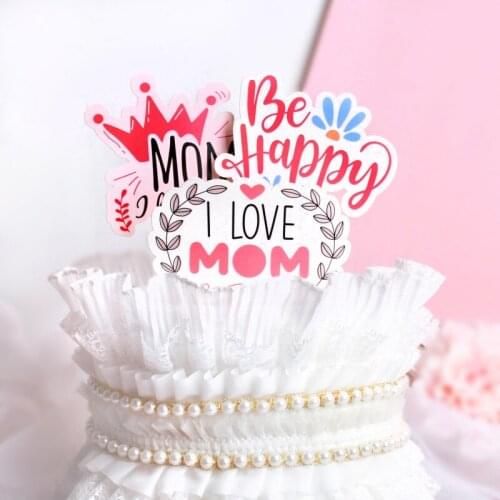 Happy Mothers Day Cake Topper Flags Best Mom Ever Cupcake Toppers Birthday Decoration Party Dessert Baking DIY New Small Size