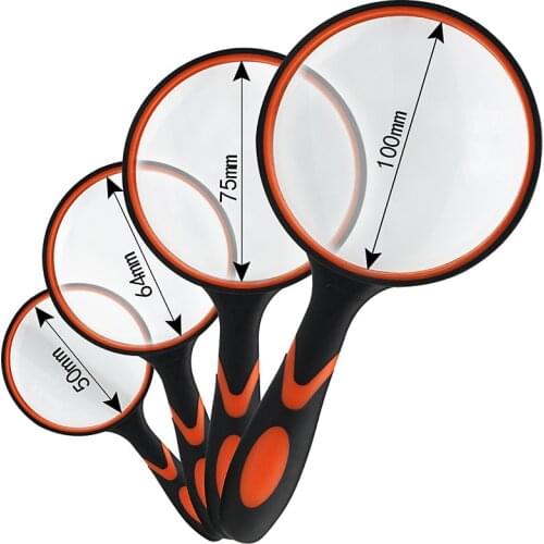 Magnifying Glass Handheld Magnifier 50/65/75/90/100mm Lens diameter for Antique Jade Jewelry Newspaper Book Reading