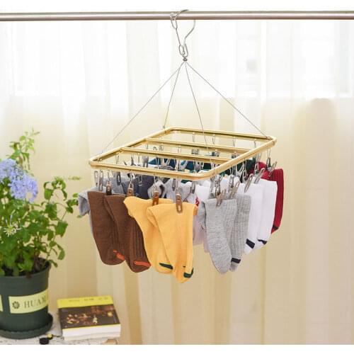 Clip Hanger Stainless Steel Laundry Rack Sock Clothes Airer Hanger Drying Hanger Clothes Underwear Socks Holder