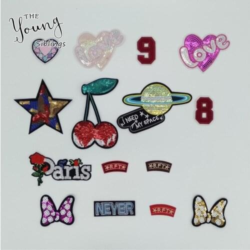 High Quality Letter Sequins Hot melt adhesive Iron no patch Sewing Embroidery Badges DIY Patch Accessories 2~10pcs for sale