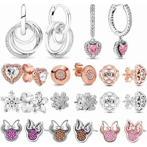 2021 Mothers Day Trendy 925 Sterling Silver Earring Domed Golden Heart Sparkling Halo Stud Earrings Women Birthday Jewelry Gift