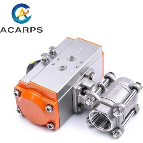1/4" 3/8" 1/2" 3/4" 1" Three piece High Platform Pneumatic Ball Valve 304 Stainless steel Q611F-16P Double Acting Cylinder