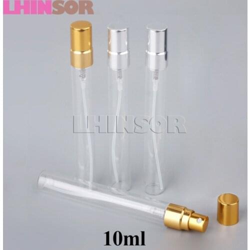 2pcs/lot 10ml Transparent Glass Spray Bottle Sample Vials Portable Mini Perfume Atomizer Refillable Bottles Cosmetic Containers