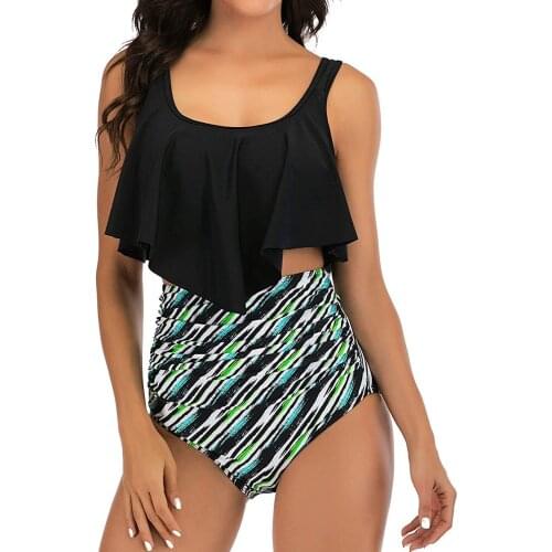 2021 Sexy Print Bikini Women ruffle Swimwear high waist Biquini Swimsuit Female Bathing Suit Push Up Bikini Set Beachwear #G3