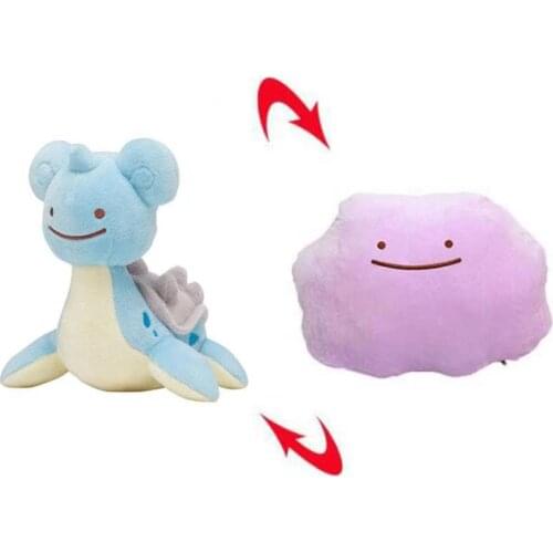 27CM Pokemon Ditto Lapras Inside-Out Double-Sided Pillow Plush Toys Cute Cartoon Soft Stuffed Dolls for Children Kids Gifts