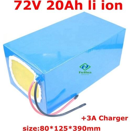 72v lithium ion battery pack 72v 20Ah li-ion battery with BMS for 2000w 3000w scooter inverter electric bike + 3A charger