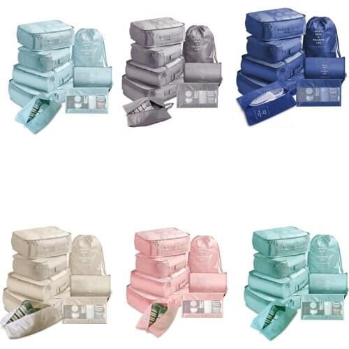 8 Pcs Travel Organizer Storage Bags Clothes Shoe Tidy Pouch Waterproof Portable Luggage Suitcase Packing Case
