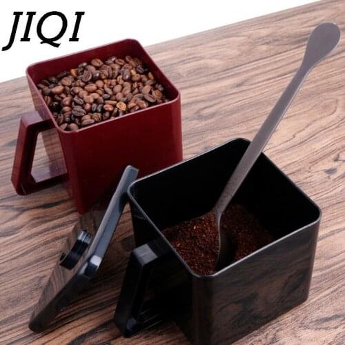 JIQI Electric Coffee Grinder accessories Coffee Bean Powder Tank Powder Box 300-400g capacity Plastic matetial with cover Black