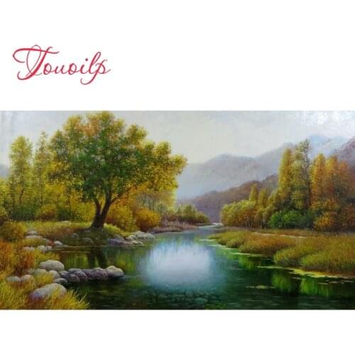 TOUOILP 5D DIY Diamond Painting Full Square/Round Drill"forest Creek Reflection"5d Embroidery Cross Stitch Mosaic Home Decor