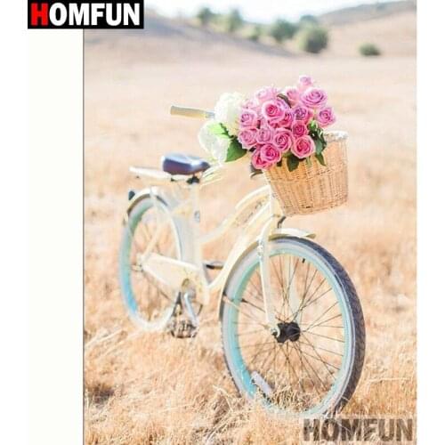 HOMFUN Full Square/Round Drill 5D DIY Diamond Painting "Flower bicycle" 3D Diamond Embroidery Cross Stitch Home Decor A20010