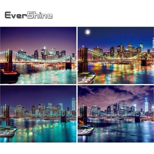 EverShine Full Square Drill Diamond Embroidery Landscape Needlework Diamond Painting City Mosaic Night Cross Stitch Wall Decor
