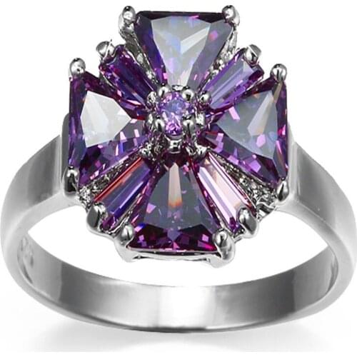 Noble Jewelry Fashion Amethyst Ring Elegant Temperament Ladies' Jewelry Free Mommy Mothers Day Romantic Gift Free Shipping
