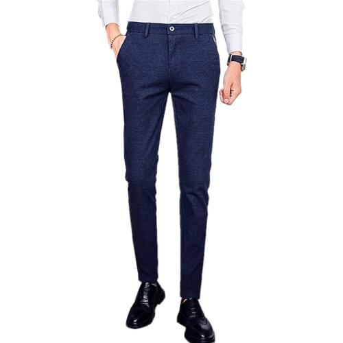 Winter Plus Velvet Pure Color Mens Casual Pants 28 29 30 36 38 Fashion Business Slim Warm Man Trousers Multi-color Selection