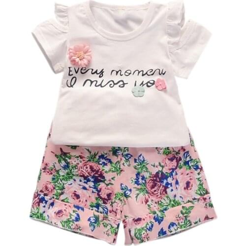 2020 Baby Summer Clothing Infant Newborn Kids Girls Letter Print Strapless Short Sleeve T-shirt Tops + Shorts Clothes 2Pcs Set