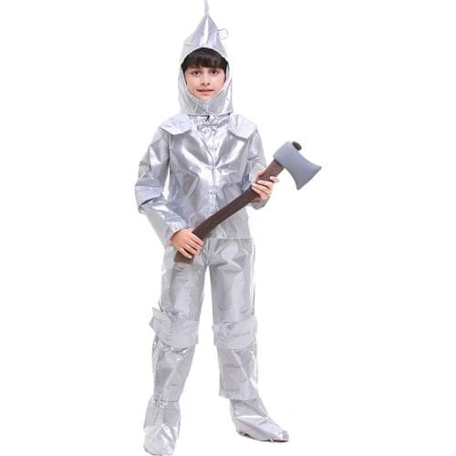 The Wizard of Oz Kid Tin Man Costume Halloween Boy Girl Party Fancy Dress Fantasia Outfit