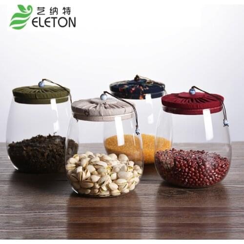 ELETON cork glass tea pot cover sealed bottle creative transparent candy tea grains storage tank Mason Jars Kitchen accessories
