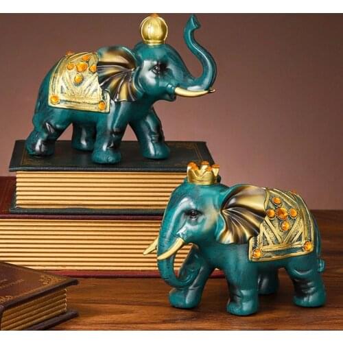 2Pcs Display Mold Cartoon Animal Design Simulation Ornament Elephant Statue Resin Miniature for Desktop Home Decor