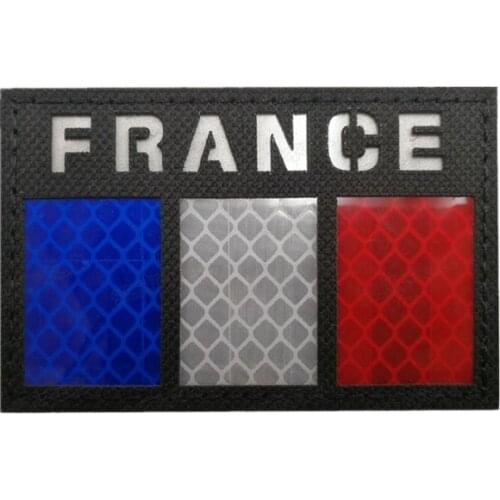 FRANCE Flag Infrared IR Badge Velcro Military Identification Chapter Nylon Multicam Reflective Tactical For Clothes Hat