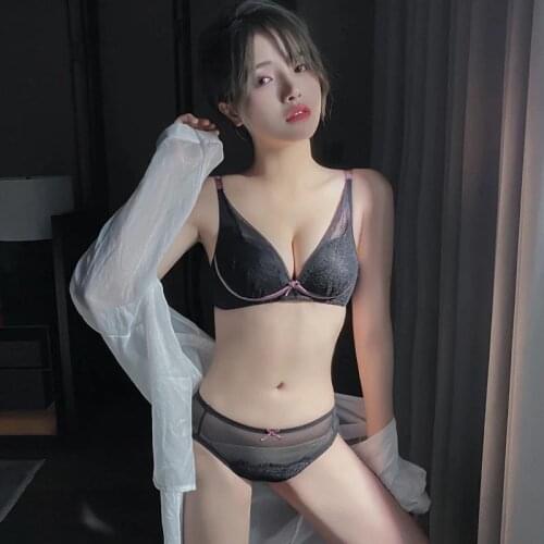 Fashion Womens Sexy Bra Set Thin French Style Sexy Lace Bralette Push Up Wireless Soft Underwear For Ladies Intimates Lingerie