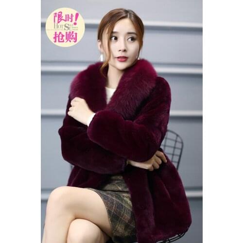 Real Women Winter Jacket 100% Rex Rabbit Coat Fox Fur Collar Luxury Jackets Abrigos Mujer Invierno 2020 TT001 J3130