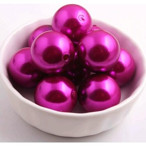 Kwoi vita A25 hotpink color Chunky Fashion 20mm acrylic 100pcs a lot Imitation Pearl beads for kids Beaded Jewelry