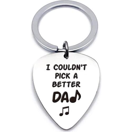 Best Dad Gifts-Father Love Quotes Stainless Steel Guitar Pick Keychain Fathers Day Birthday Christmas from Daughter/Son/Wife