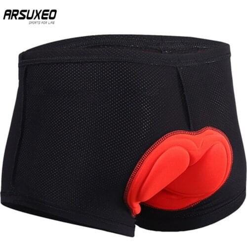 ARSUXEO Mens Cycling Shorts Quick Drying Sports Bike Shorts Breathable Sponge Pad MTB Underpants Bicycle Underwear