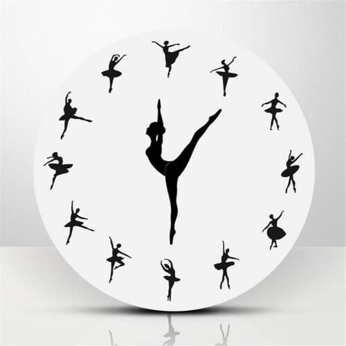 Newly Ballerina Wall Clock Living Room Decor Ballet Dancer Modern Wall Clock Ballet Dancing Girl Needle Hand Wall Watch Home Dec