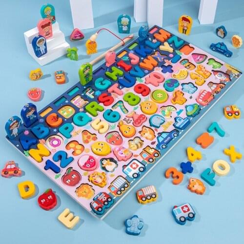 New Montessori Wooden Educational Toys Childrens Cognition Seven-in-one Pair Number Board for Baby Early Toys Kid Gift