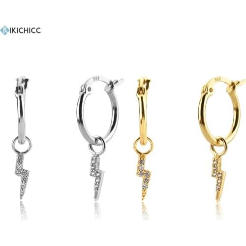KIKICHICC New 925 Sterling Silver Gold 10mm Lighting Drop Earring Piercing Clips Round Long Women Lights Women Fine Jewelry Gift