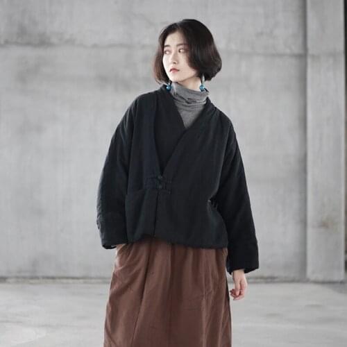 Chinese Style Clothing Women 2020 Winter Cotton Linen Jacket Vintage Long Sleeve Tang Suit Ladies Chinese Tops Warm Coats 11878