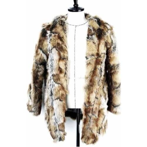 Autumn Retro leopard print faux mink fur leather jacket mens winter thicken warm fur leather coat men loose jackets fashion B236
