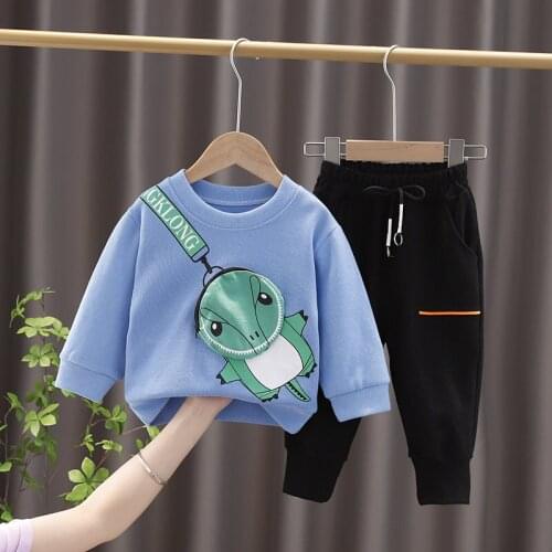 Autumn Children Fashion Clothes Baby Boys Cartoon Bag T-shirt Pants 2Pcs/Set Kids Infant Clothing Toddler Tracksuit 0-5 Years