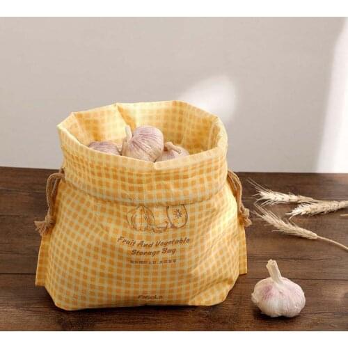 Vegetable Bags Reusable Cotton Mesh Vegetable Storage Bag Kitchen Fruit Vegetable with Drawstring Kitchen Accessories Basket