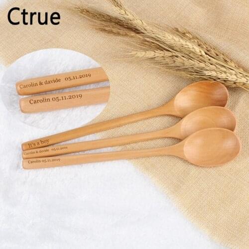 Personalised engraved Bride Groom name date Wooden Spoon Wedding Gifts for Guests wedding souvenirs table decoration
