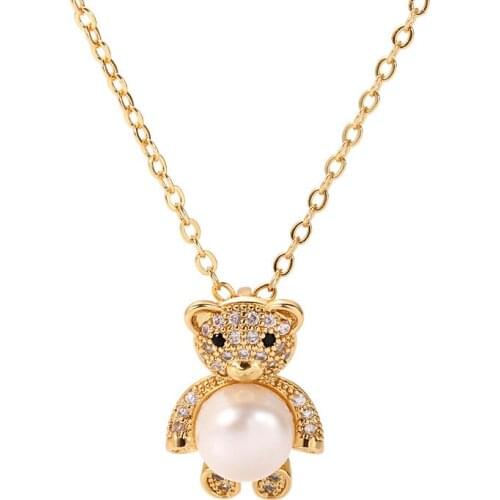 Freshwater pearl white/pink chain pendant necklace 45cm FPPJ wholesale beads nature