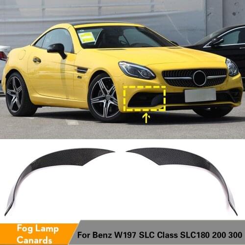 Front Bumper Canards Splitters for Mercedes-Benz W197 SLC Class SLC180 200 300 Sedan Standard 2017 -2019 Carbon Fiber Fins Vents