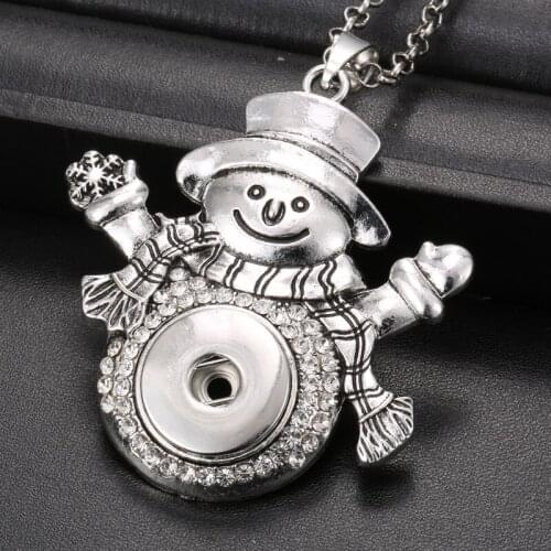 Christmas Snap Button Jewelry Necklaces Snowman Christmas Tree Love Snap Button Necklace Fit 18mm Snaps Jewelry Pendant Necklace